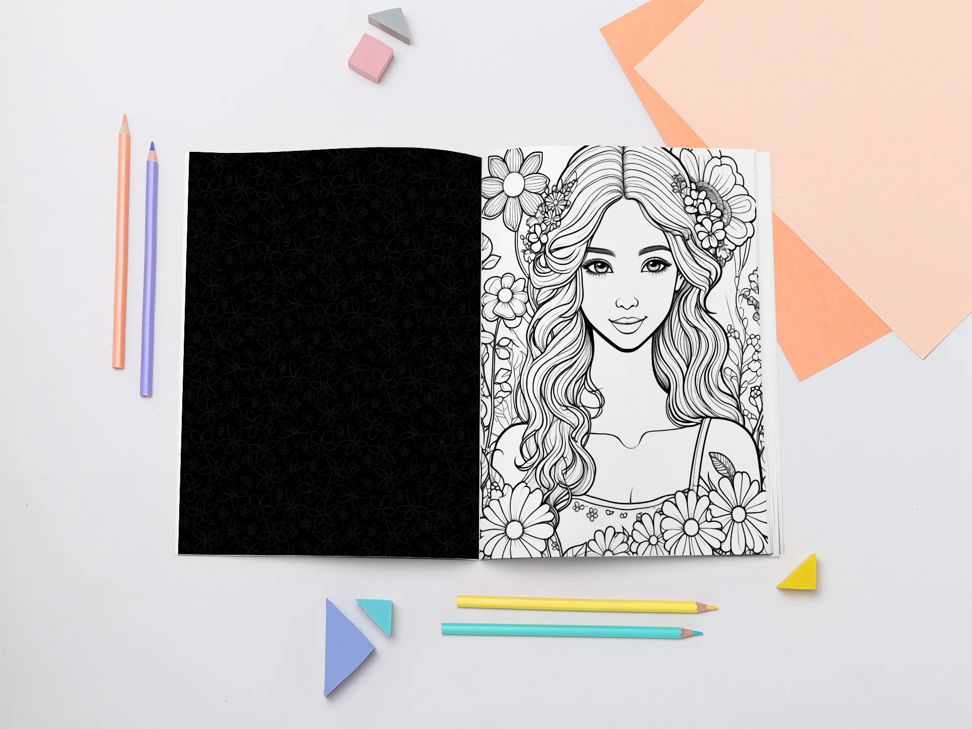 Ready to Be Colored – Floral Faces 2 detail image